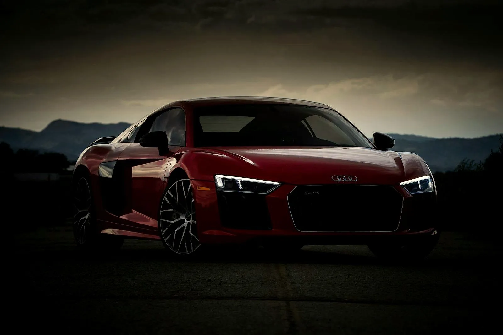 Luxury car in low light